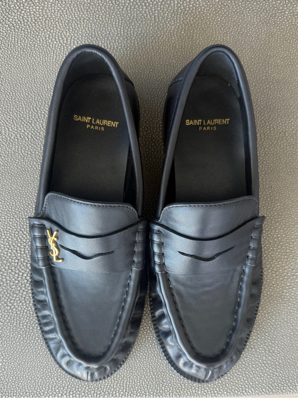 Saint Laurent Laurent Logo Plaque Slip-On Loafers Size 36